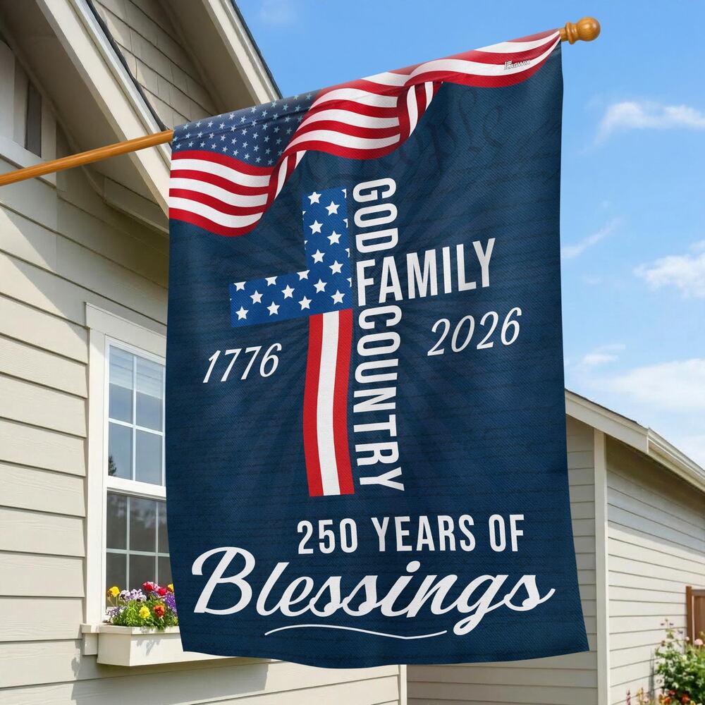 God Family Country 2026 1776 American Flag House Banner Patriotic Outdoor